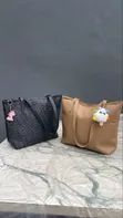 Classy Beige Leather Tote Bag - 2