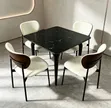Modern White Marble Dining Table with 4 Cushioned Chairs - 2