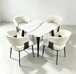 Modern White Marble Dining Table with 4 Cushioned Chairs - 4
