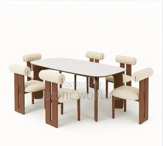 Luxury Black Marble Dining Table with 6 Chairs - 1
