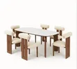 Luxury Black Marble Dining Table with 6 Chairs - 1