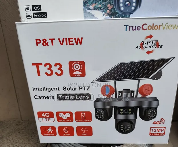 Triple Lens Solar PTZ Camera with Auto Tracking - 1