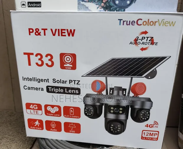 T33 Solar CCTV Camera with 360° PTZ Rotation - 1