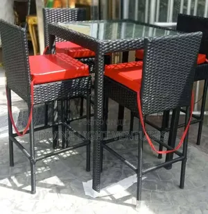 Brand New Rattan High Leg Restaurant Table and Chairs Set