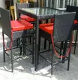 Brand New Rattan High Leg Restaurant Table and Chairs Set - 2