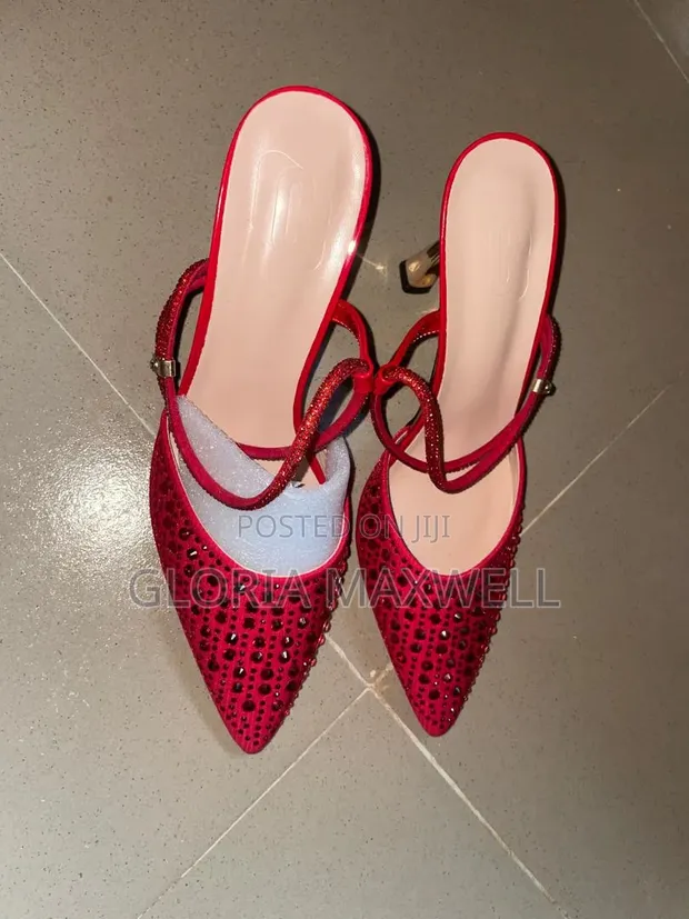 Red Rhinestone Pointed-Toe Heels - Size 41 - 1