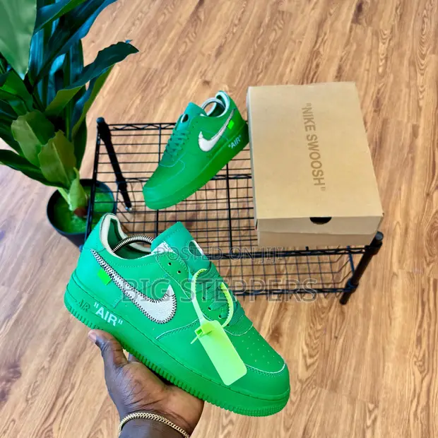 Nike Air Force 1 Green Swoosh Sneakers - 1