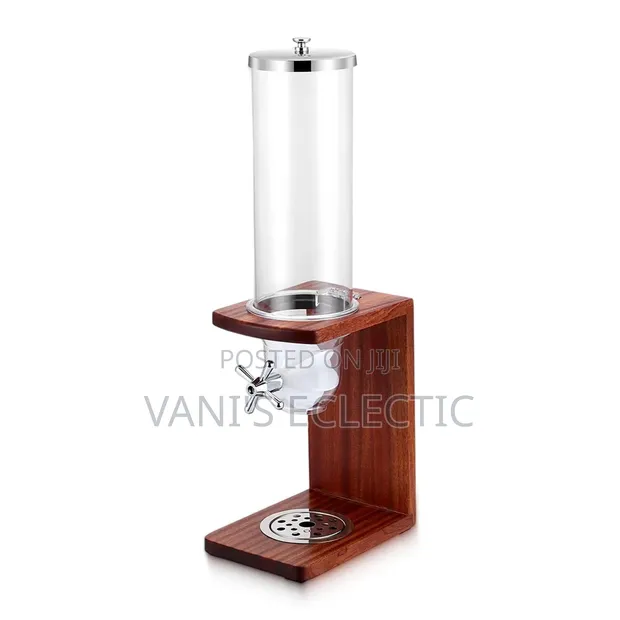 3.5L Commercial Cereal Dispenser with Wooden Stand - 1
