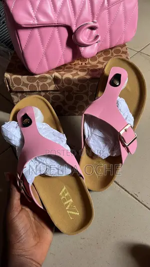 Takalmi Flat Thong na Mata na Zara - Baby Pink