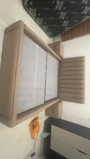 Brand New 4.5x6 Leather Bed Frame with 2 Bedside Drawers