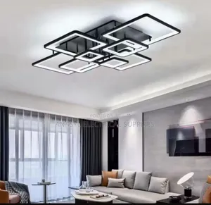 Modern Geometric LED Ceiling Light - Matte Black