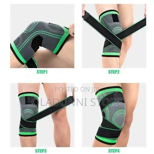 Green Elastic Knee Support Brace - 1