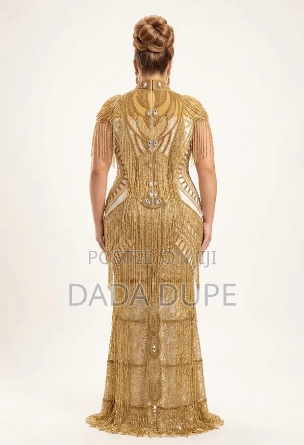 Rimat Enterprise Heavy Gold Hand-Beaded Bridal Evening Gown - 1