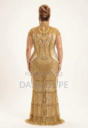 Rimat Enterprise Heavy Gold Hand-Beaded Bridal Evening Gown