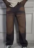 Men's Baggy Jeans - Bronze Brown Distressed Denim - 2