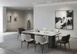 Luxury Dining Table Set with Marble Top and 6 Leather Chairs - 1