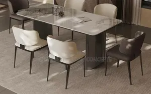 Luxury Dining Table Set da Marble Top da Kujeru 6 na Fata