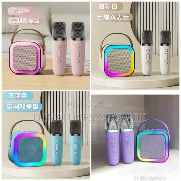 Mini Portable Karaoke Speaker with 2 Wireless Mics & RGB Lights - 1