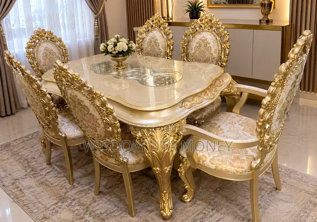 Imported Royal Dining Table for Six - Gold - 1