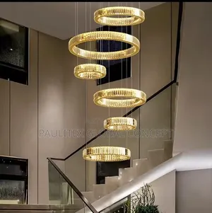 Cascading Multi-Ring Crystal LED Chandelier