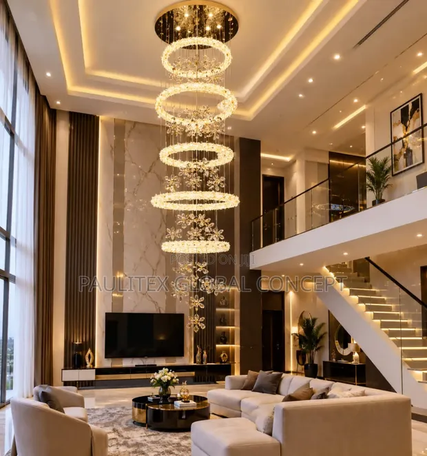 Multi-Tiered Crystal Ring & Floral Pendant Chandelier - 1