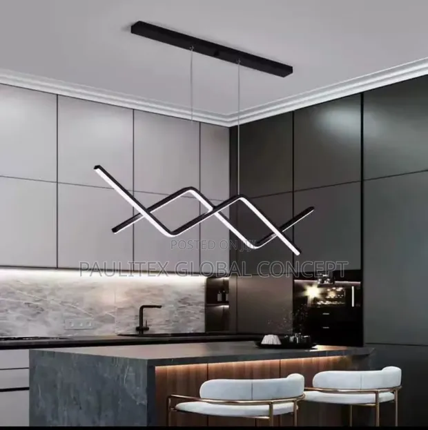 Gold Finish Wave Linear LED Pendant Light - 1