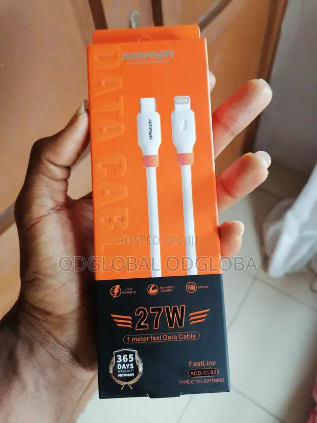 Amaya 27W Fast Data Cable (1 Meter, USB-C to Lightning) - 1