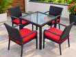 Black 4-Seater Outdoor Rattan Chair & Table Set - 2