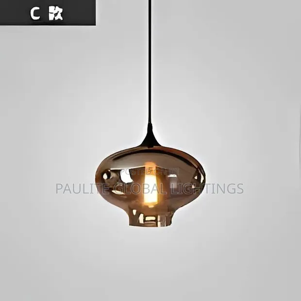 Single Smoky Glass Pendant Light - 1