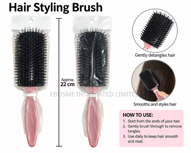 Pink Hair Styling Detangling Brush - 1