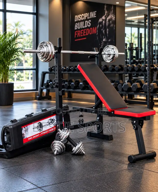 Adjustable Weight Bench & 50kg Dumbbell Set - 1
