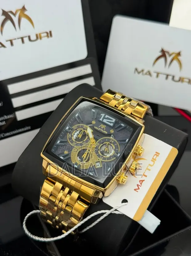 Matturi Chronograph Watch - Bakin Karfe, Zinare - 1