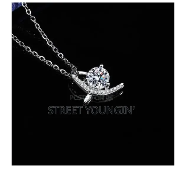 Women's Crescent Solitaire Zircon Necklace - 1