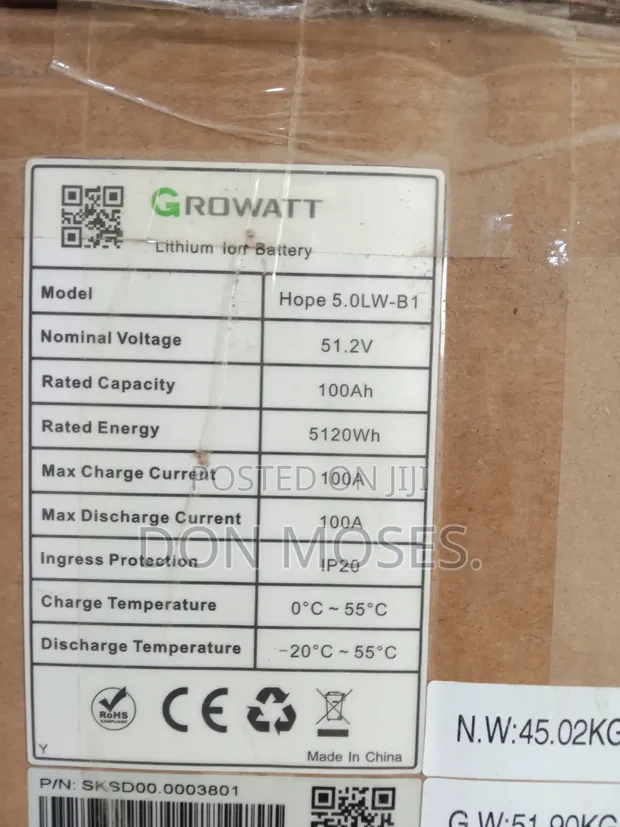 Baturin Rana na Growatt 5kWh 48V Lithium - 1