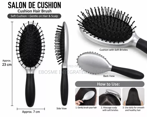 Salon De Cushion Soft Hair Scalp Brush - Black - 1