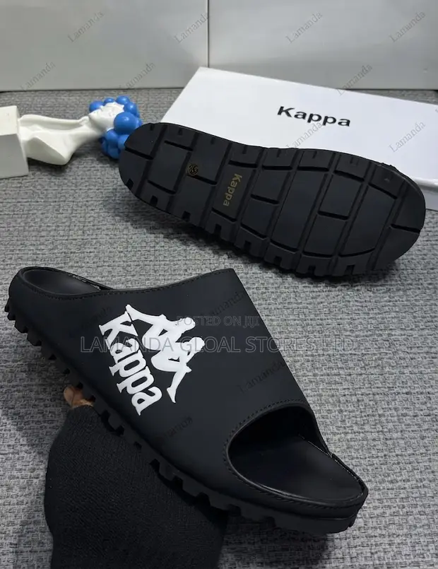 Kappa Logo-Print Lug-Sole Slide Sandals - Black - 1