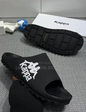 Kappa Logo-Print Lug-Sole Slide Sandals - Black