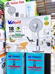 18" Rechargeable Solar Fan with 35W Panel, Bulbs & Remote - 1