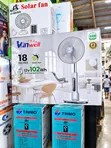 18" Rechargeable Solar Fan with 35W Panel, Bulbs & Remote - 2