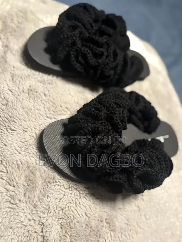 Crocheted Ruffle Slippers - 1