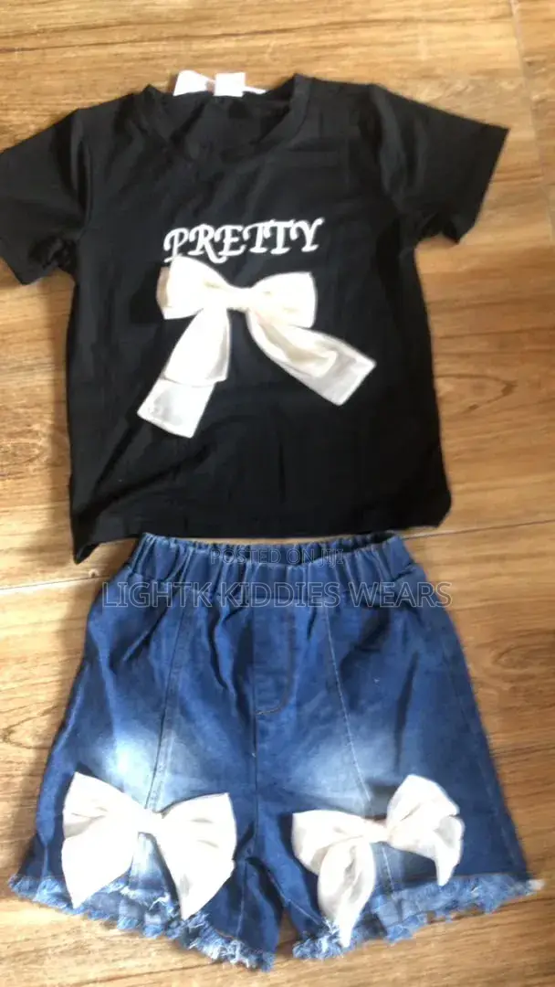 Amazon Girls' Cotton & Denim Clothing Set (Black) - 1