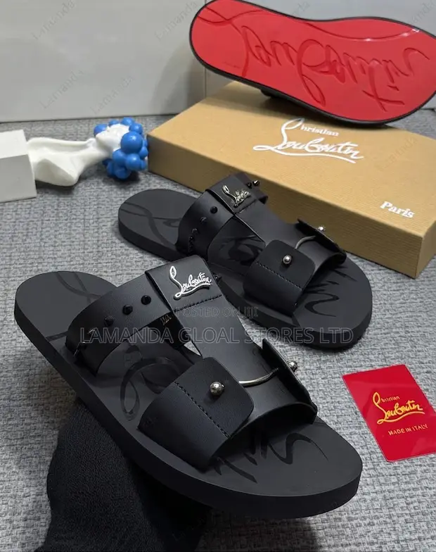 Christian Louboutin Double-Strap Spike Slide Sandals - 1