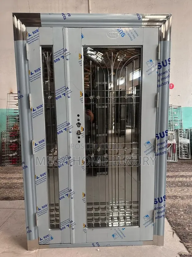 Brushed Steel Grill Entryway Security Door - 1
