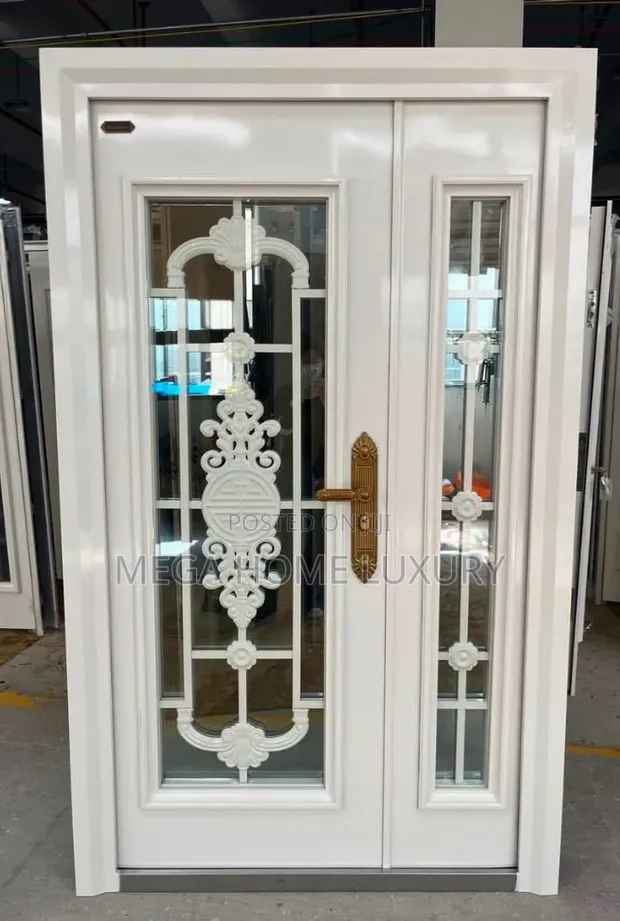 Grand White Ornate Security Entrance Door - 1
