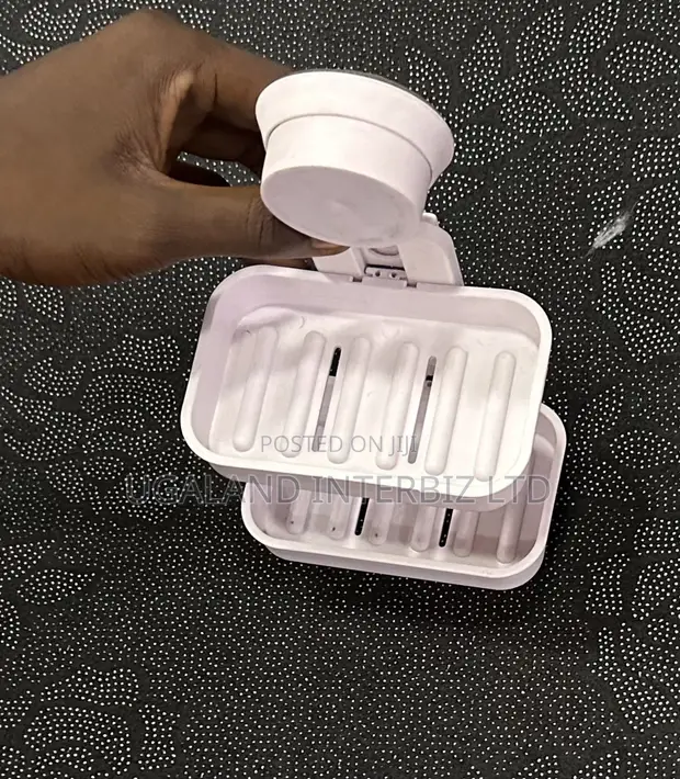 White Plastic Soap Rack with Suction Cup - 1