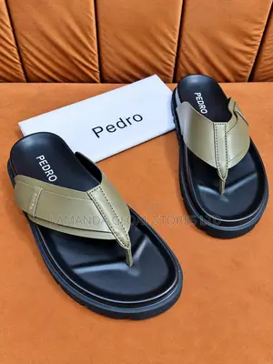 Pedro Olive Green Leather Thong Sandals - Girman 45