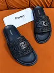 Pedro Glitter Embellished Slide Sandals - Black - 1