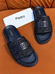 Pedro Glitter Embellished Slide Sandals - Black - 2