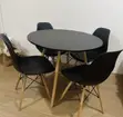 Modern Round Dining Set - Black Table & 4 Chairs - 1