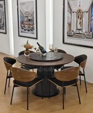 Modern Round Dining Set with 6 Chairs